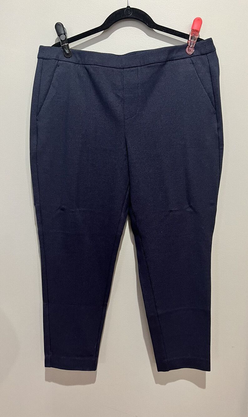 Liverpool Blue with White Polka Dots Pull On Skinny Leg Pants - Size 14